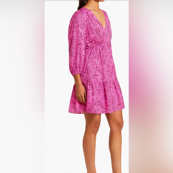NEW! Lilly Pulitzer Deacon 3/4 Sleeve V Neck Cerise Pink Pattern Play Size 2 - Picture 5 of 15